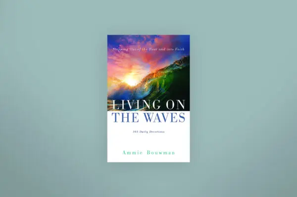 A book cover with an image of the ocean and sunset.