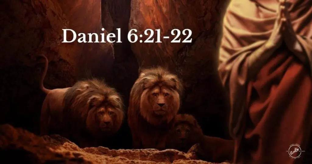 A group of lions in the den with daniel 6 : 2 1-2 2.