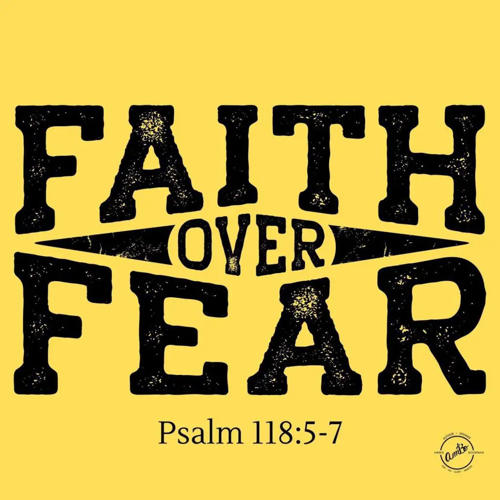 A yellow background with the words " faith over fear " written in black.