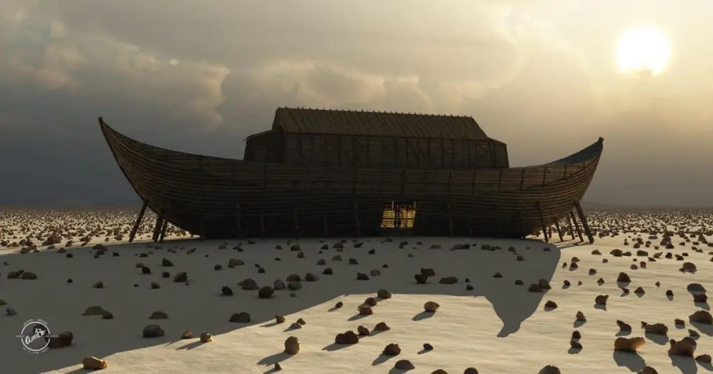 A large wooden structure sitting in the middle of snow.