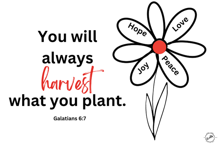 A flower with the words " you will always harvest but you plant ".